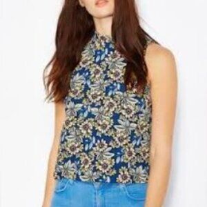 topshop mock neck floral tank